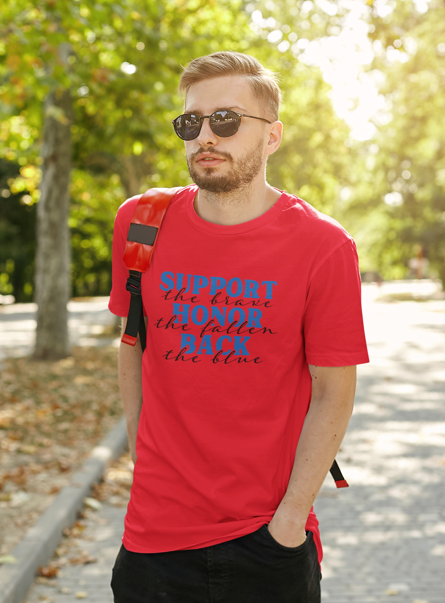 Support The Brave, Honor The Fallen, Back The Blue - Premium Quality Tee, Made in the U.S.A.